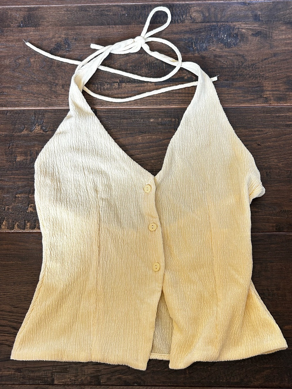Zara Light Yellow Halter Button-Front Camisole